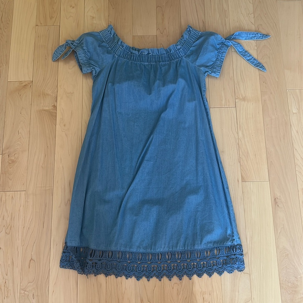 Blue off the shoulder dress